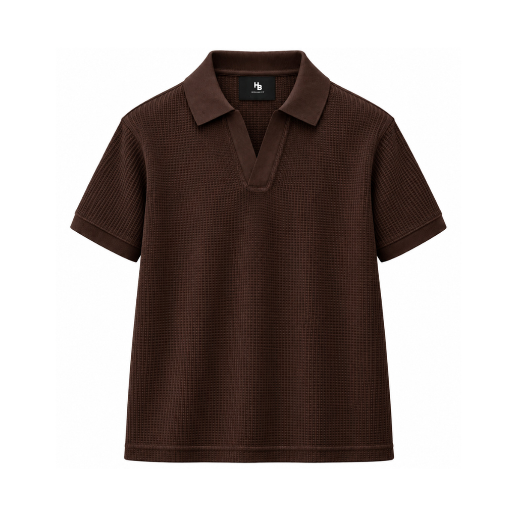 Chocolate Mini Waffle Knit Polo