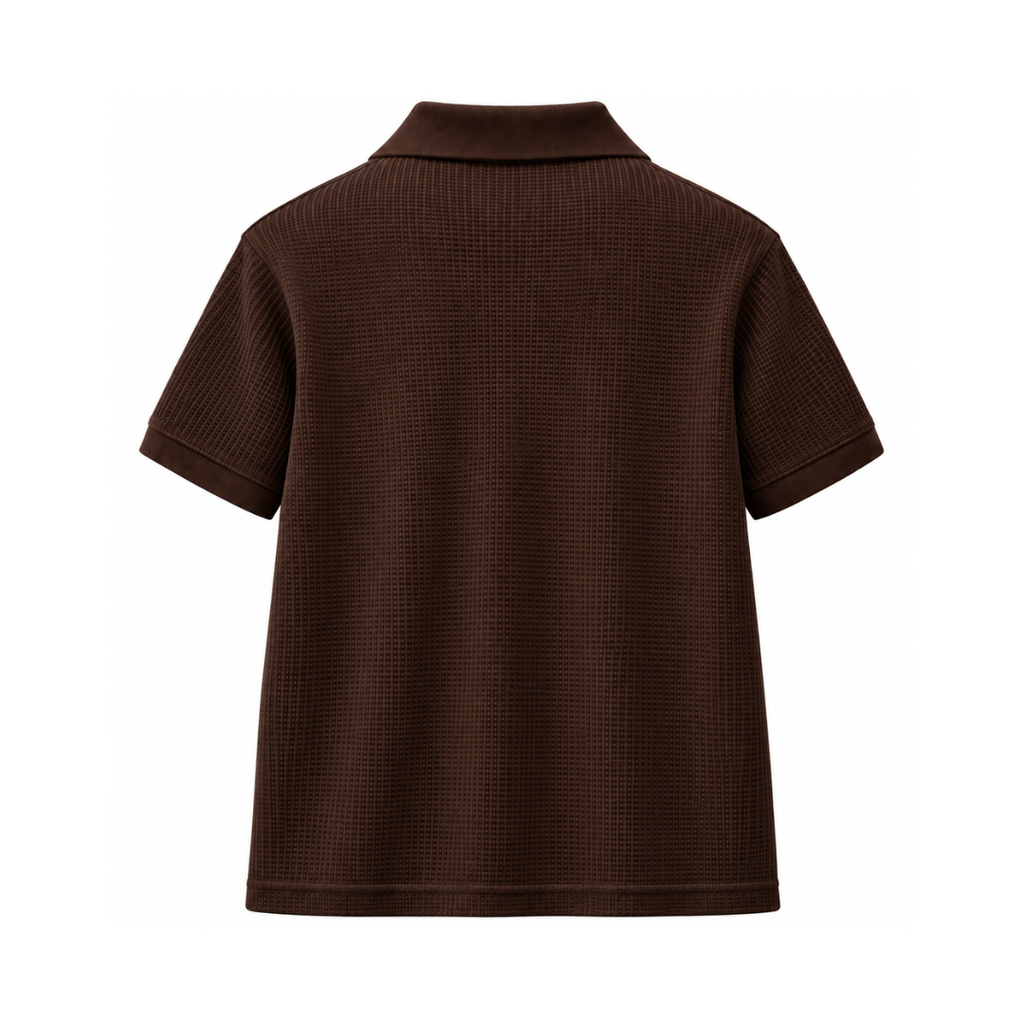 Chocolate Mini Waffle Knit Polo