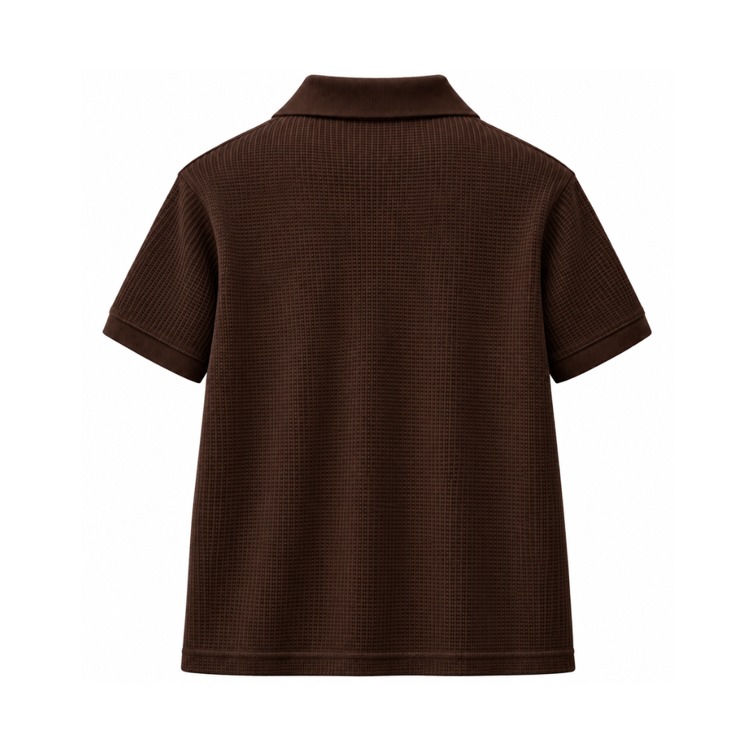 Chocolate Mini Waffle Knit Polo