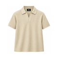 Beige Mini Waffle Knit Polo