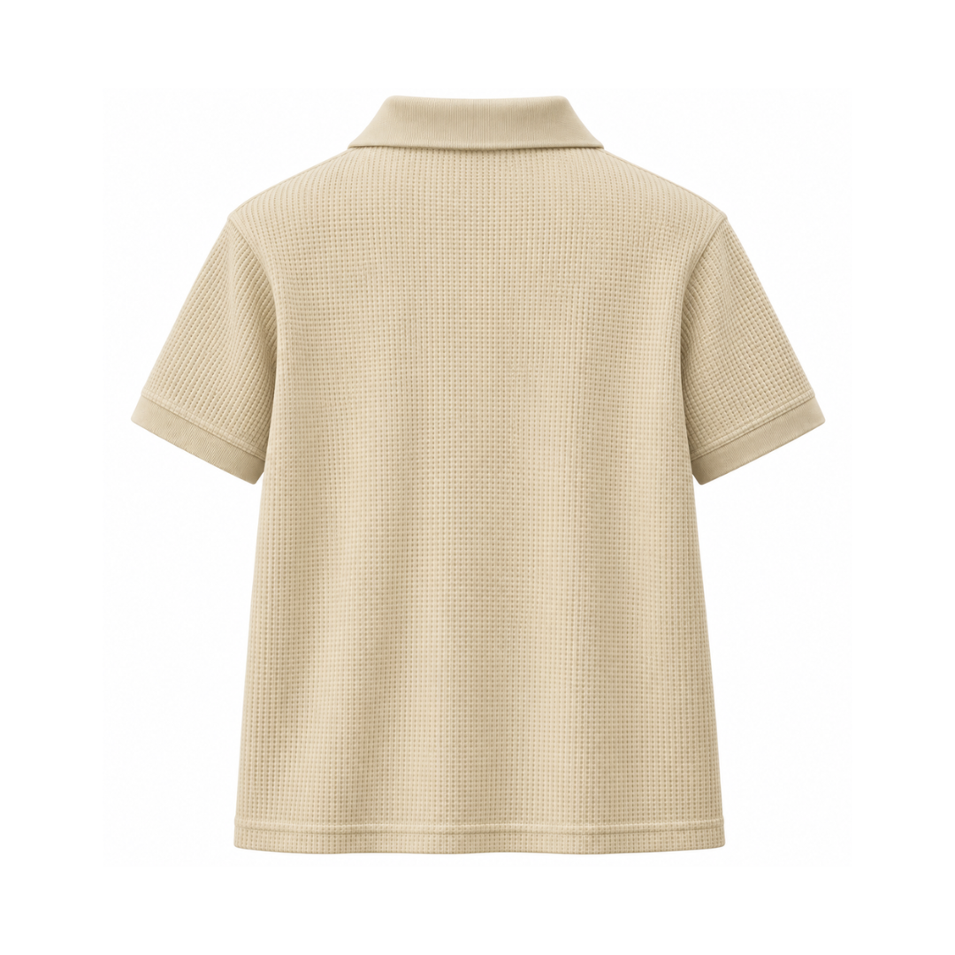 Beige Mini Waffle Knit Polo