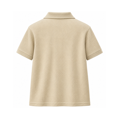 Beige Mini Waffle Knit Polo