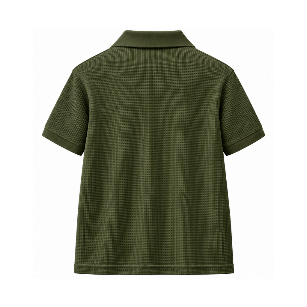 Olive Green Mini Waffle Knit Polo