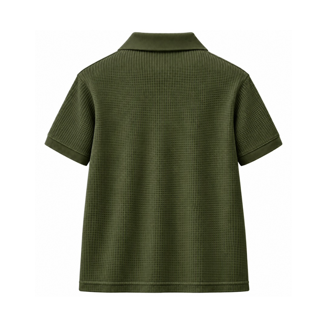 Olive Green Mini Waffle Knit Polo
