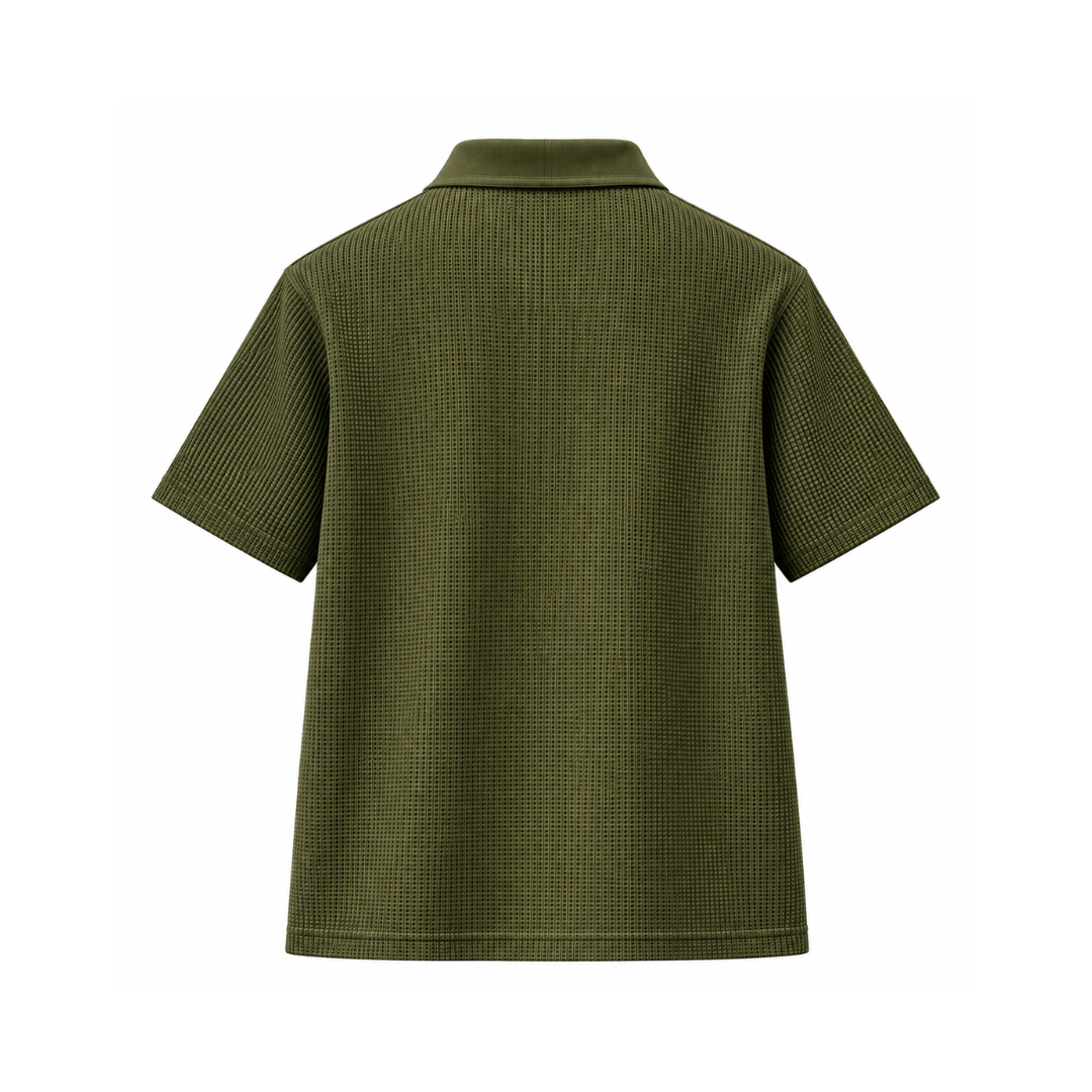 Olive Green Mini Waffle Knit Polo