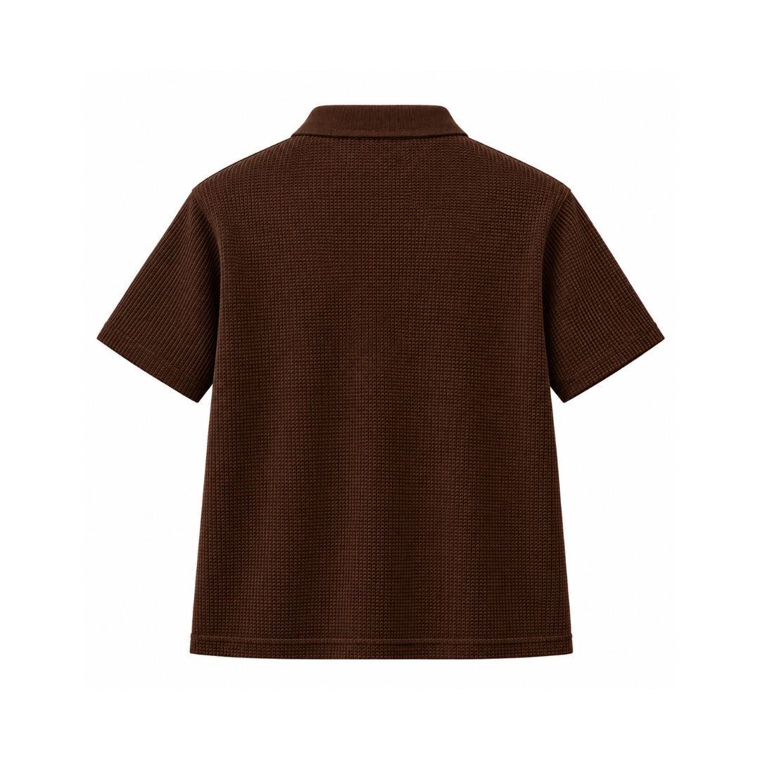 Chocolate Mini Waffle Knit Polo